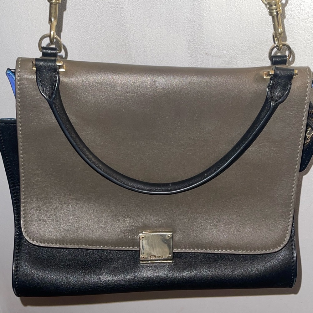 Authentic Celine trapeze crossbody hand bag Black and Blue Leather Bag - Picture 14 of 14